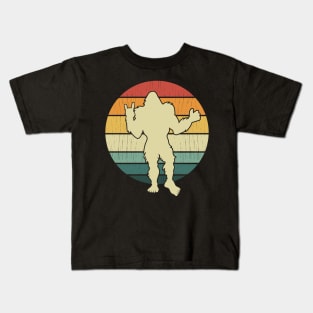 Bigfoot Holding Up Rock On Fist Kids T-Shirt